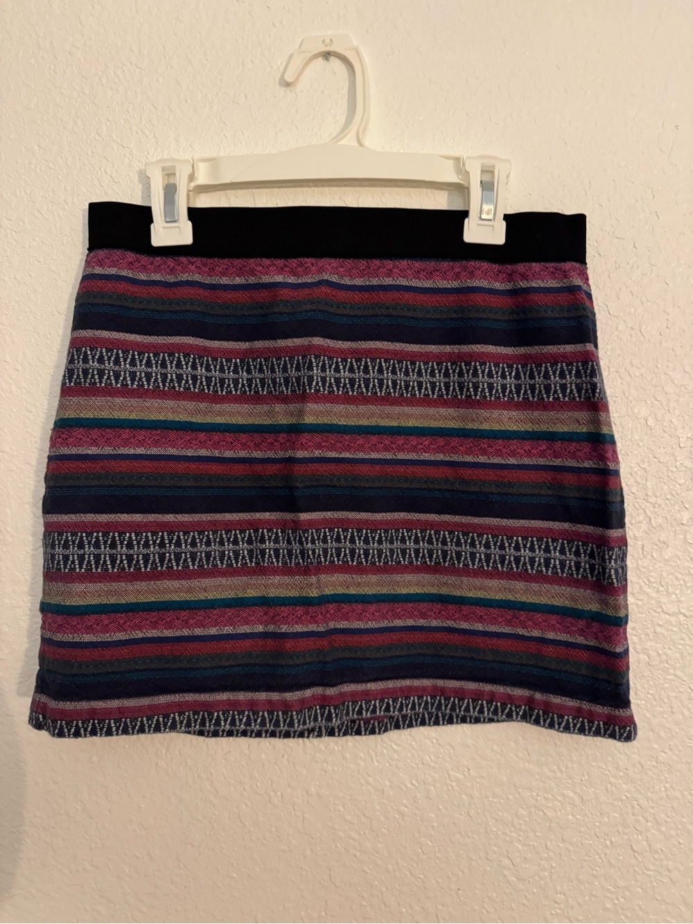 American Eagle Outfitters Black Waistband Multicolor Striped Mini Skirt
